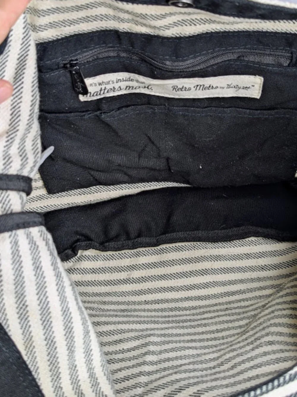 Thirty-One Retro Metro Twill Stripe Hobo Bag